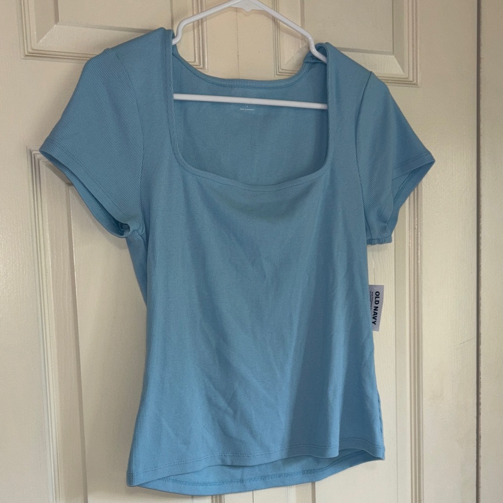 NWT Blue Short Sleeve Top size L